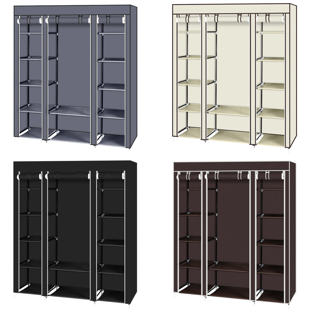 Shopi Vella 5 layer 12 compartment closet available in gray, cream, black, and brown colors for clothing storage