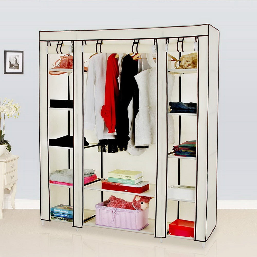 Shopi Vella 5 layer 12 compartment closet with hanging space and shelves for clothing storage