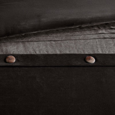 Shopi Vella 7 piece faux suede comforter set in dark brown with button details and soft texture