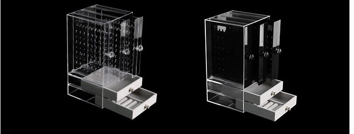 Shopi Vella clear makeup storage box with drawers in transparent acrylic for organized cosmetic storage