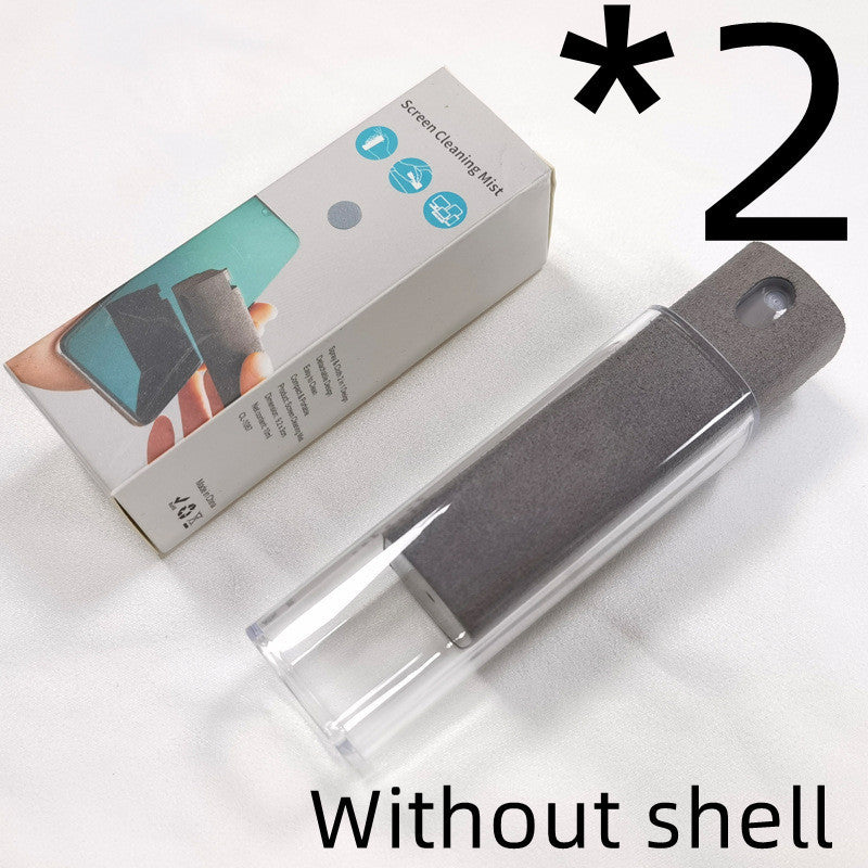 Shopi Vella compact screen cleaner with storage in clear case with gray cloth for device cleaning