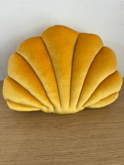 Shopi Vella cute shell nap pillow for kids in soft yellow velvet fabric