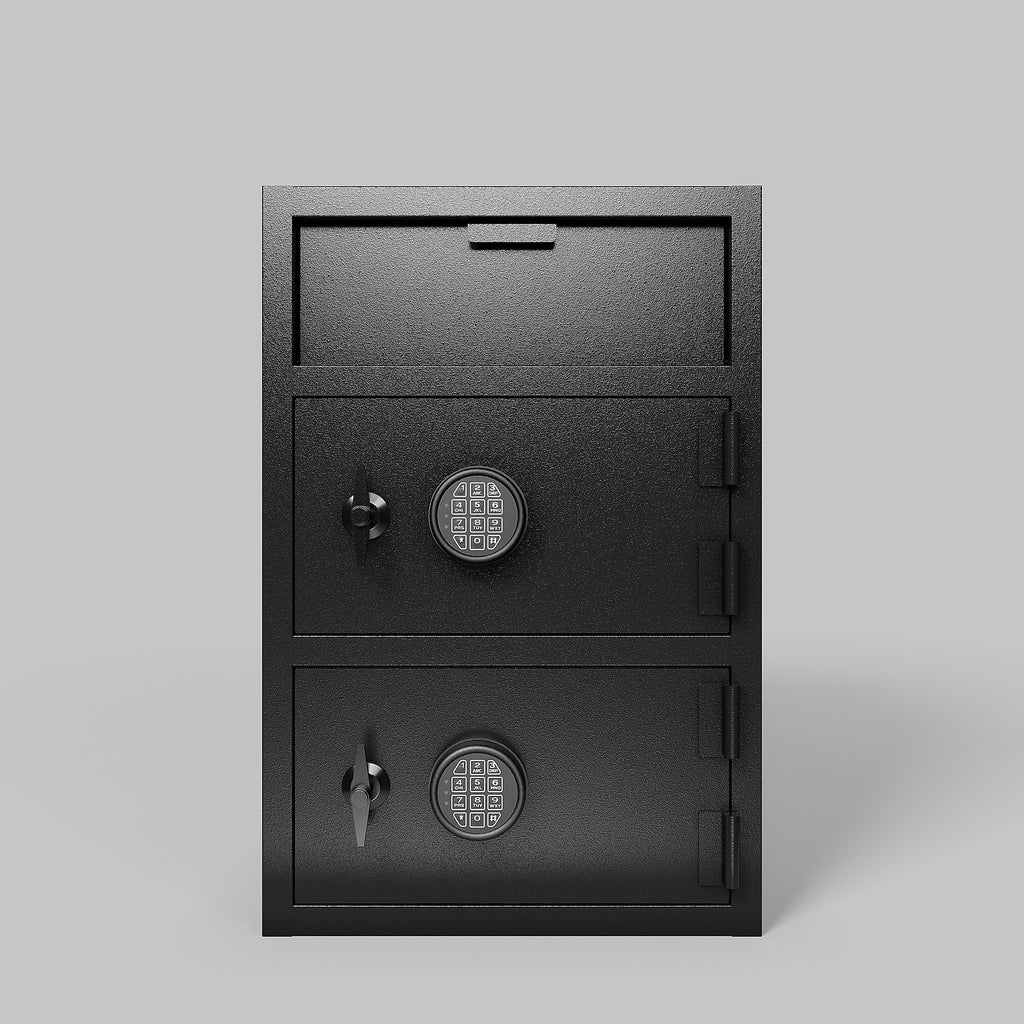 Shopi Vella black electronic code lock safe for office with two secure compartments