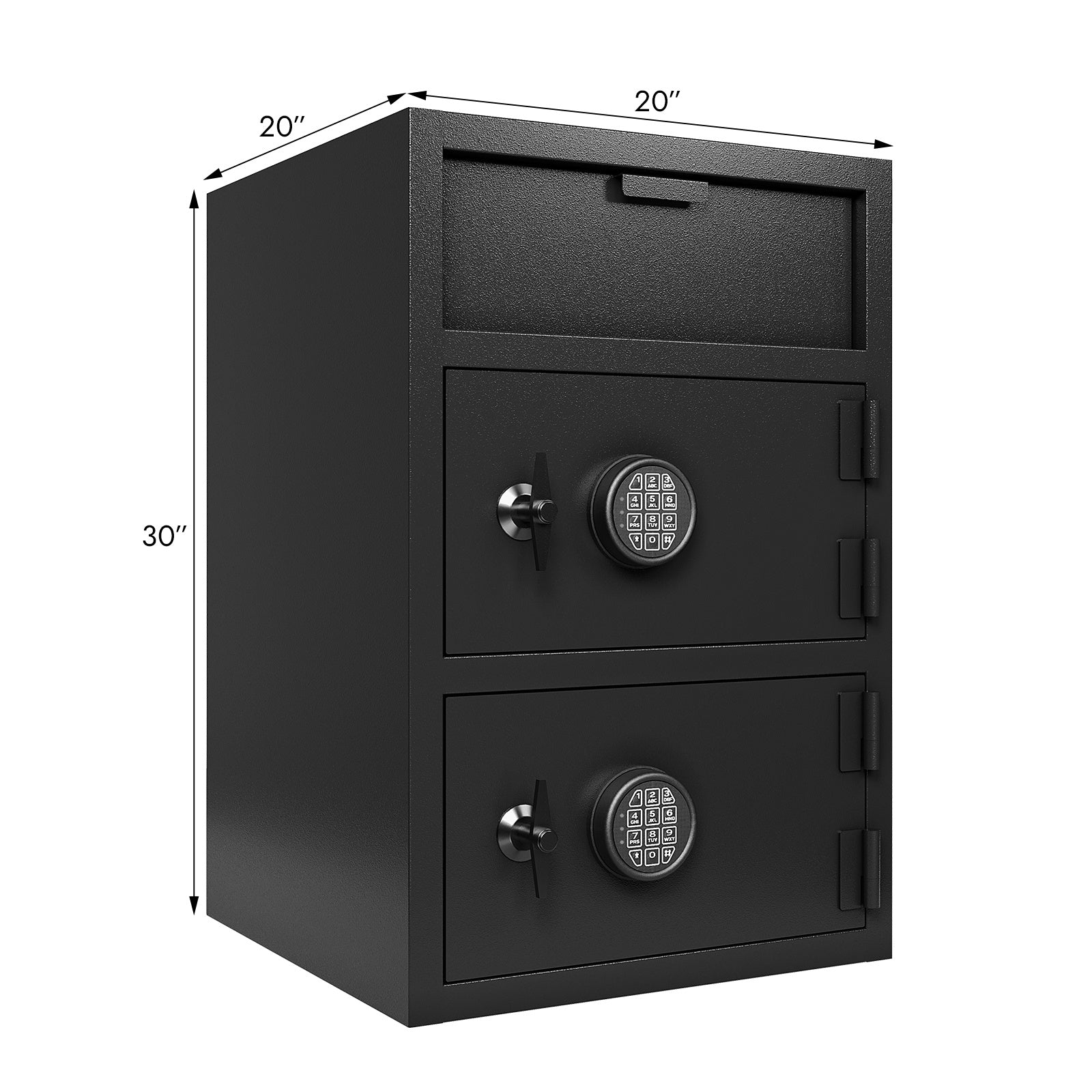 Shopi Vella black electronic code lock safe for office with dual lock compartments and top storage drawer