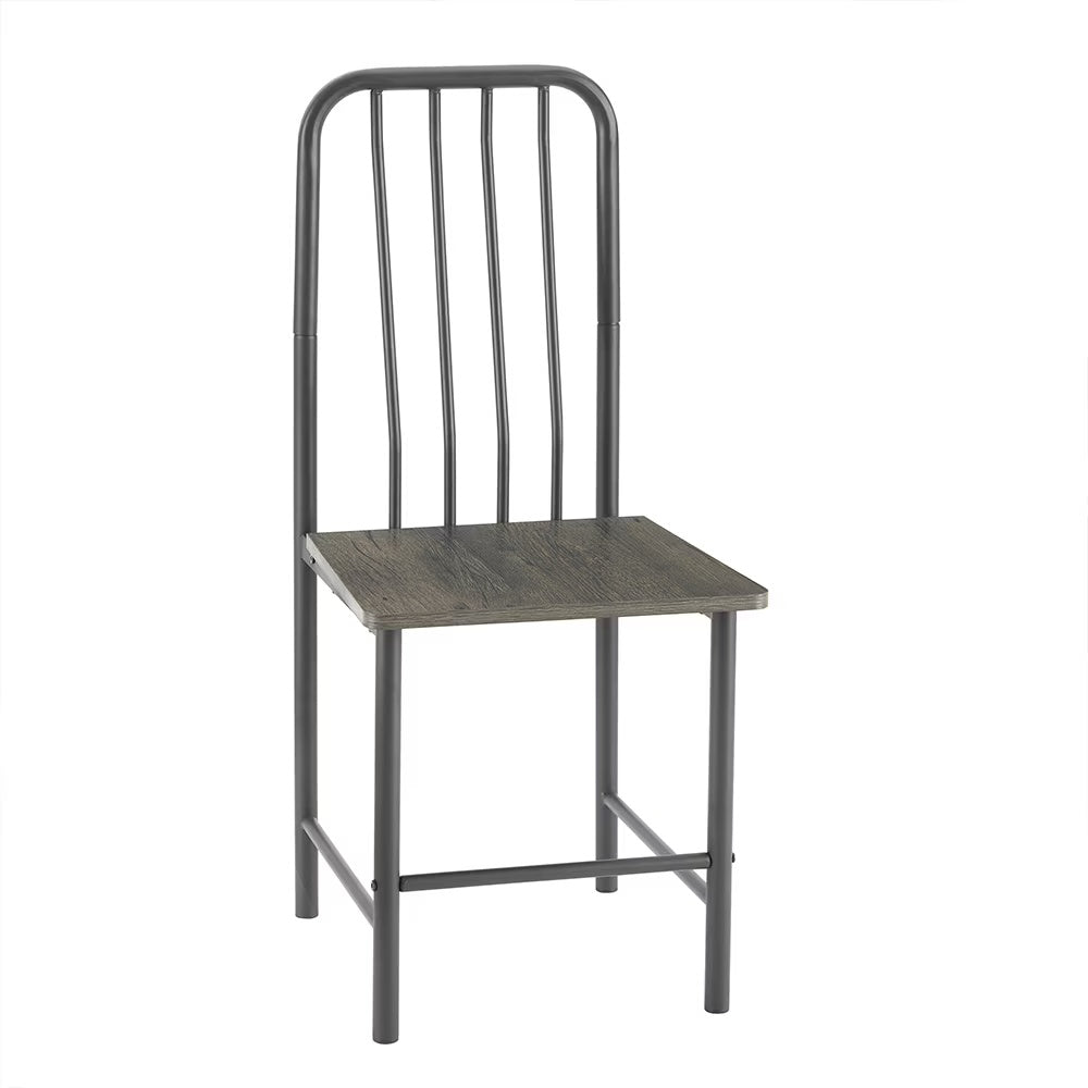 Single metal and wood chair from Shopi Vella glass dining set for 2 with minimalist design
