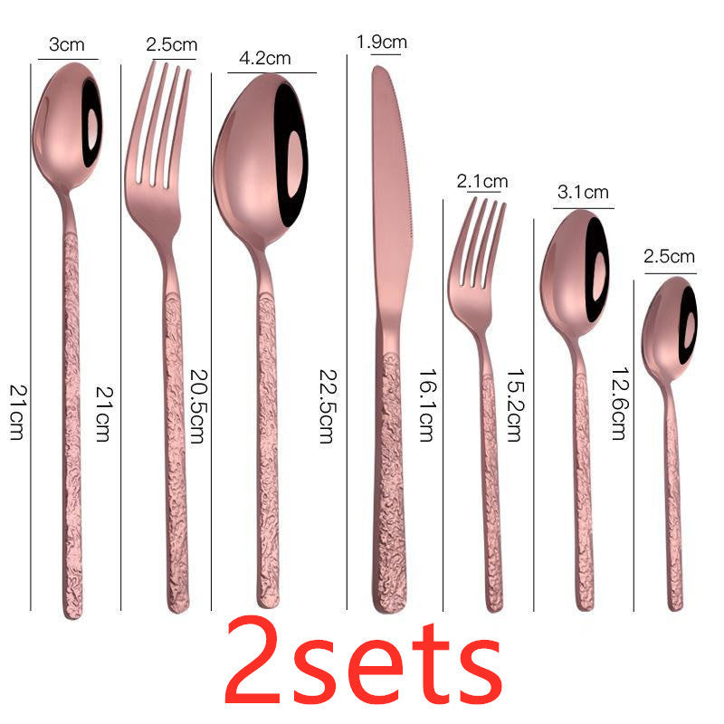 Shopi Vella gold cutlery set for dinner parties with forks spoons and knives in two sizes