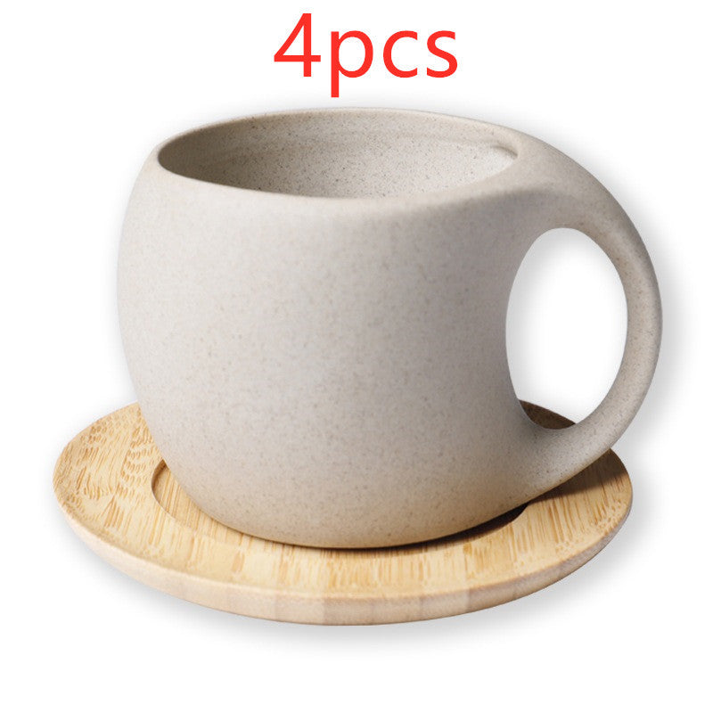 Shopi Vella 4-piece handcrafted pottery pitcher set with ceramic cup and wooden coaster
