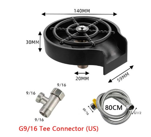 Shopi Vella high pressure cup washer for sink with G9 16 tee connector and 80cm hose for kitchen storage