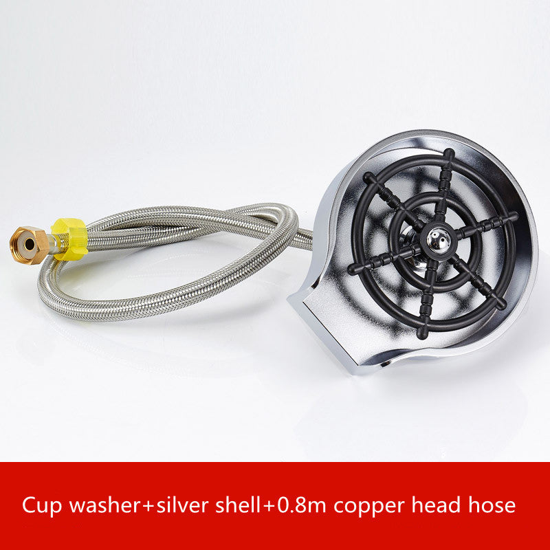 Shopi Vella high pressure cup washer for sink with silver shell and 0.8m copper head hose