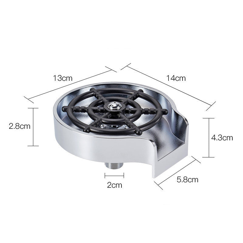 Shopi Vella high pressure cup washer for sink with detailed dimensions and durable metal design