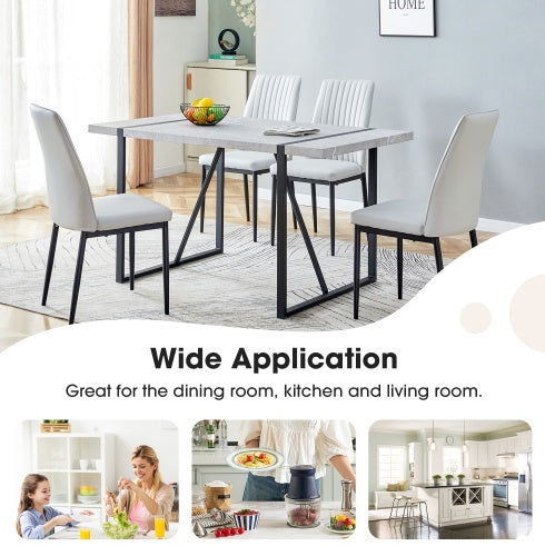 Shopi Vella dining table set with white chairs in modern room featuring home office modern furniture