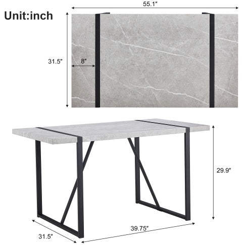 Shopi Vella dining table with gray stone top and black metal frame modern home office modern furniture