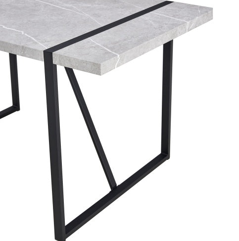 Shopi Vella dining table with gray marble top and black metal frame home office modern furniture