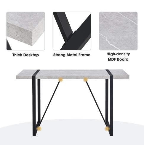 Shopi Vella dining table with thick desktop and strong metal frame, ideal for home office modern furniture