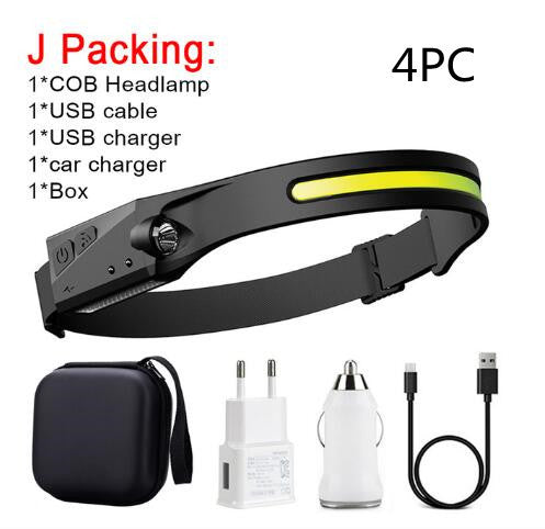 Shopi Vella induction riding headlamp with USB cable, USB charger, car charger, and carrying case set