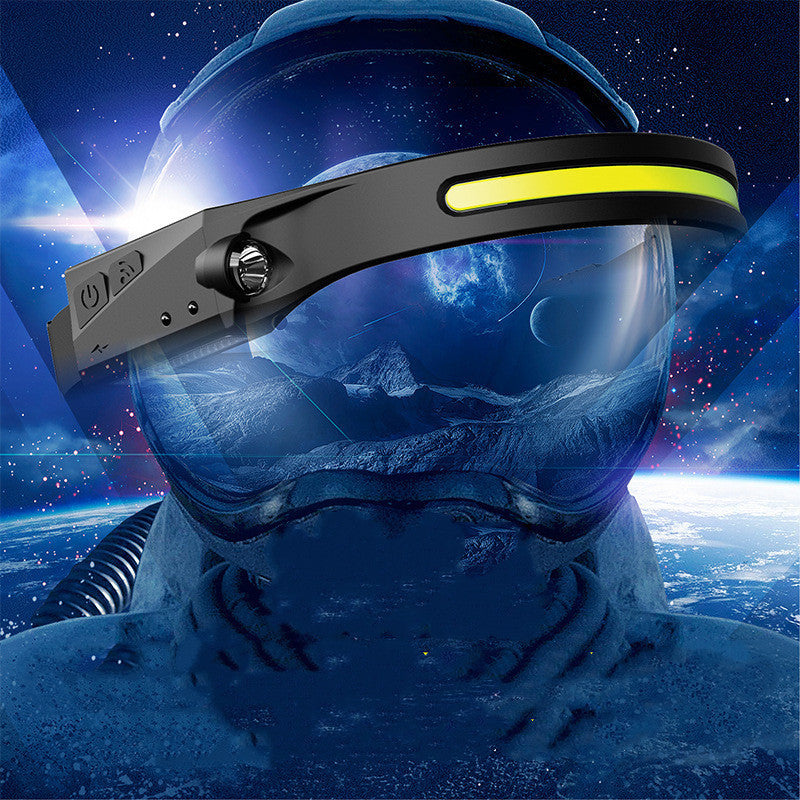 Shopi Vella induction riding headlamp with adjustable strap and bright LED light for hands-free illumination