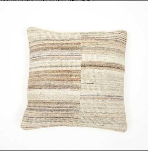 Shopi Vella jacquard throw pillow 20x20 with beige and brown striped pattern pillow case