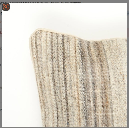 Shopi Vella jacquard throw pillow 20x20 with textured beige and gray striped pattern pillow case