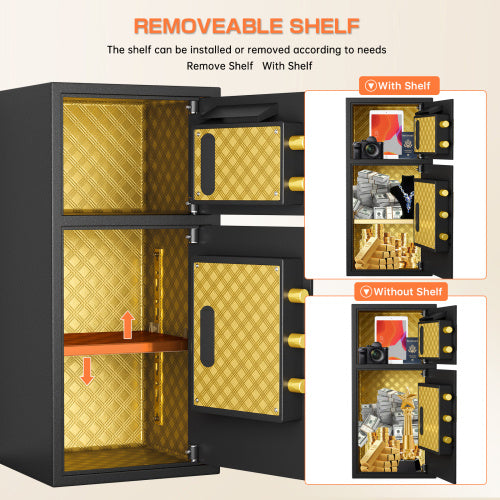 Shopi Vella large coin operated digital safe with removable shelf and gold interior