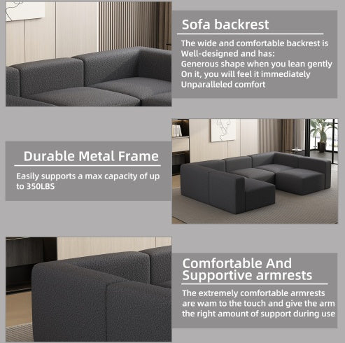 Shopi Vella modular sectional sleeper sofa with durable metal frame and comfortable supportive armrests