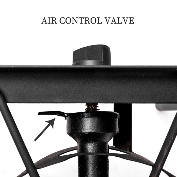 Close-up of air control valve on Shopi Vella multi burner kitchen gas stove for cooking tools