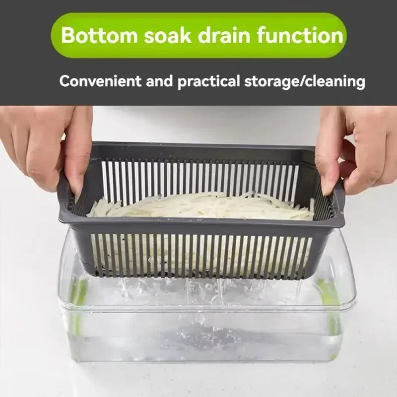 Shopi Vella multi functional vegetable slicer with bottom soak drain function for easy cleaning