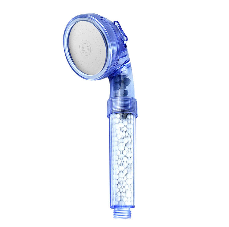 Shopi Vella transparent blue negative ion shower head with mineral beads for water purification