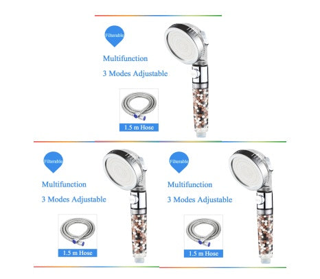 Shopi Vella negative ion shower head with multifunction 3 modes adjustable and 1.5 meter hose