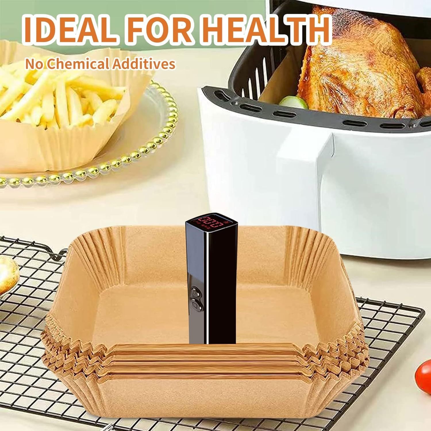 Shopi Vella oil absorbing paper tray for baking set with no chemical additives ideal for healthy cooking