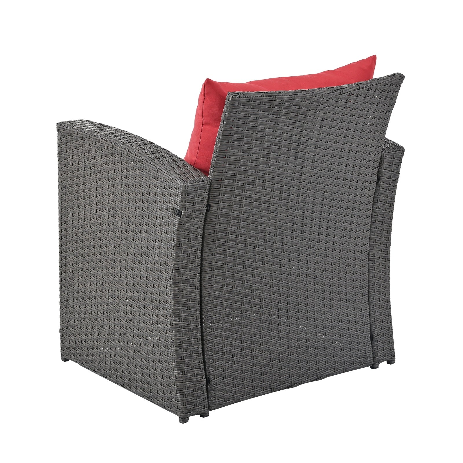 Shopi Vella gray wicker outdoor patio furniture set chair with red cushion for backyard seating