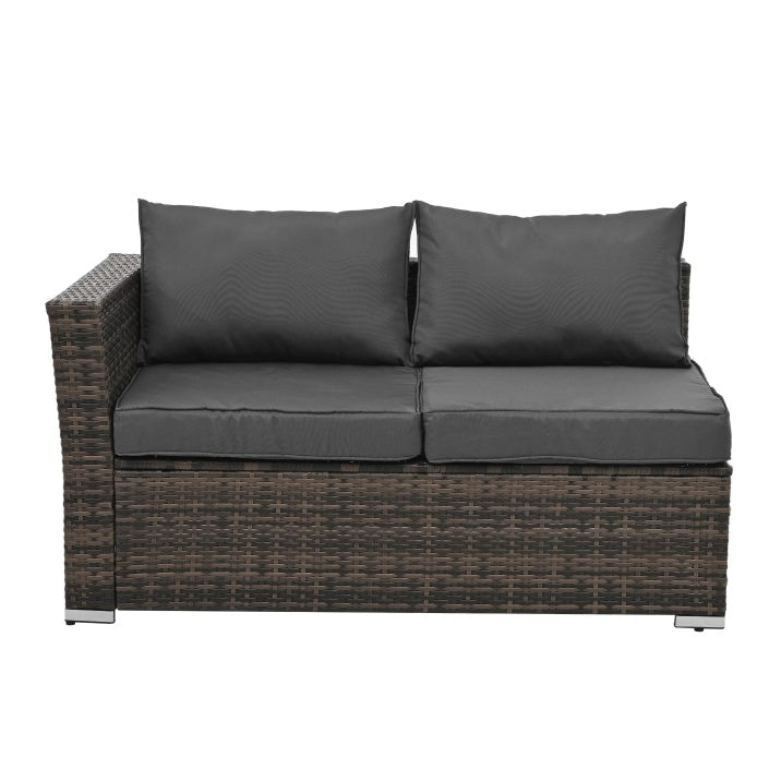 My Store outdoor wicker patio furniture set featuring a two-seater sofa with dark cushions