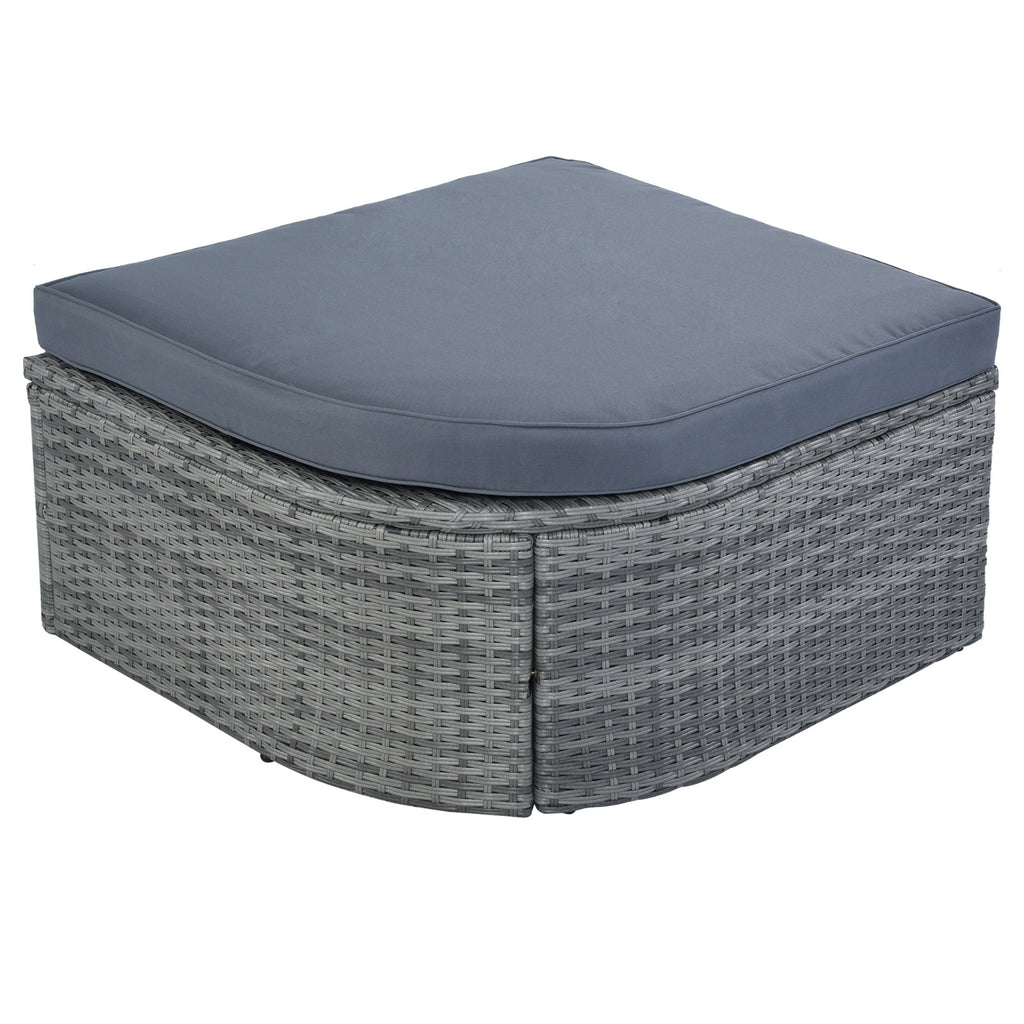 Shopi Vella outdoor bed ottoman with gray cushion ideal for patio furniture set for backyard lounging
