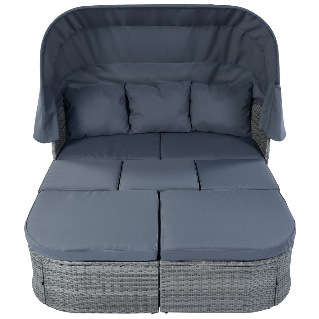 Shopi Vella outdoor bed with canopy and cushions patio furniture set for backyard lounging
