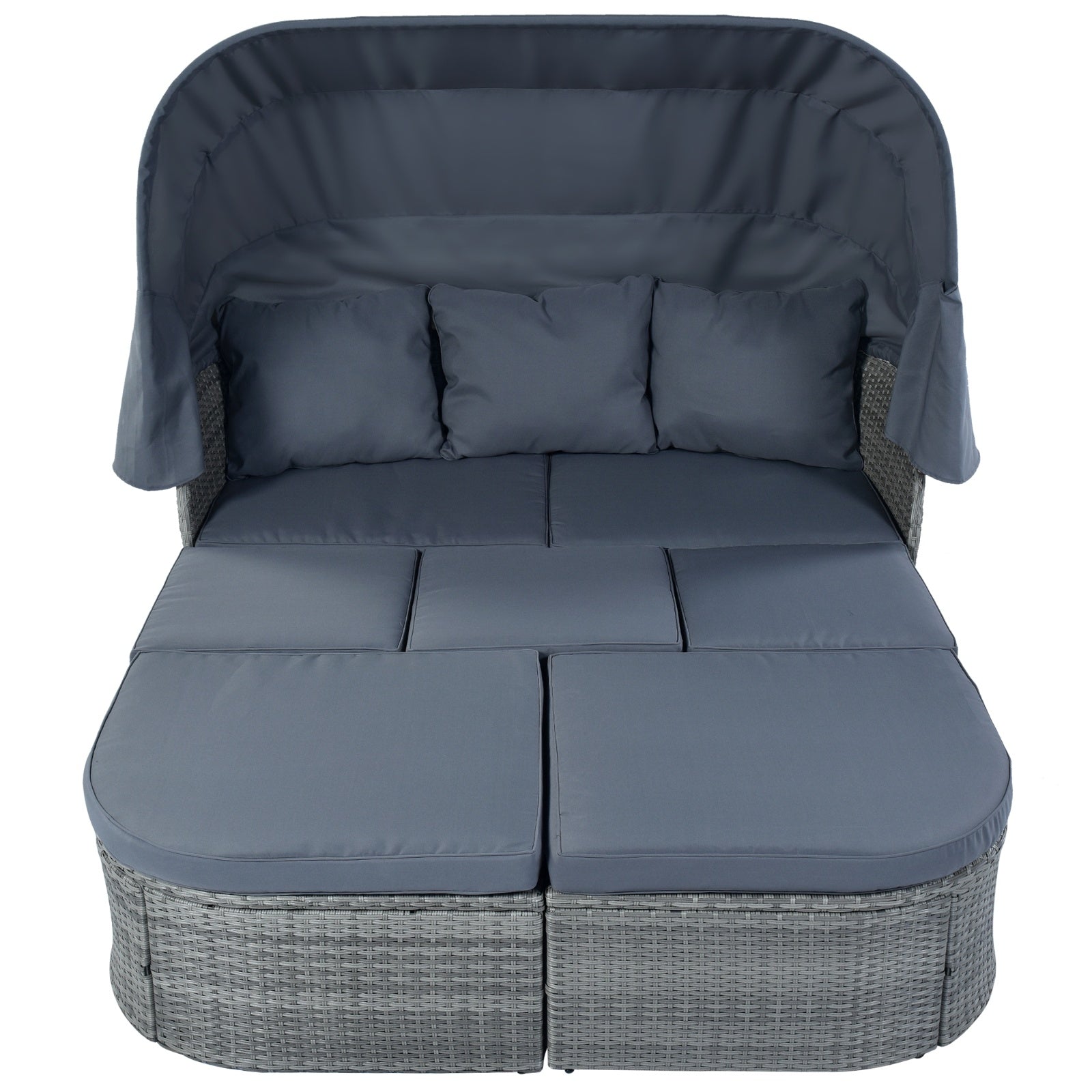 Shopi Vella outdoor bed with canopy and cushions patio furniture set for backyard lounging