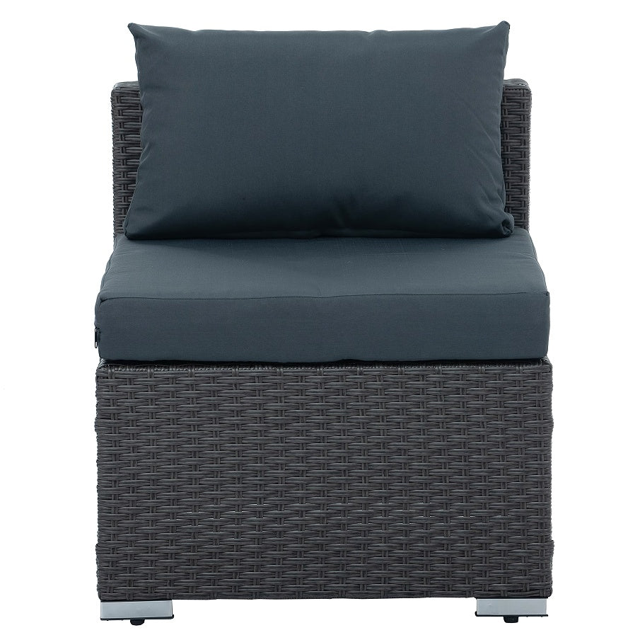 Modern black PE wicker patio furniture armless chair with dark gray cushions from My Store