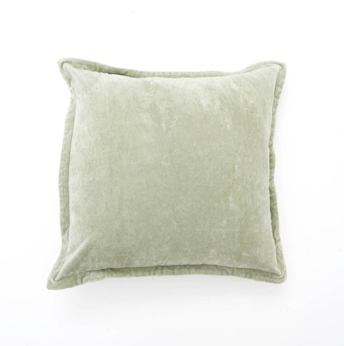 Shopi Vella solid throw pillow with flange in soft light green pillow case