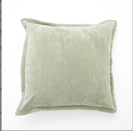 Shopi Vella solid throw pillow with flange in light green soft fabric for home decor