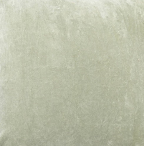 Shopi Vella solid throw pillow with flange in soft light green velvet fabric