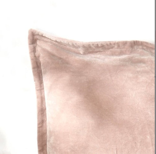 Shopi Vella solid throw pillow with flange in soft pink velvet pillow case