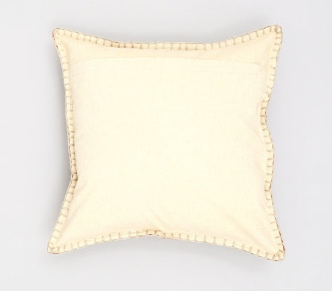 Cream stonewashed velvet throw pillow case with stitched edge detailing by Shopi Vella