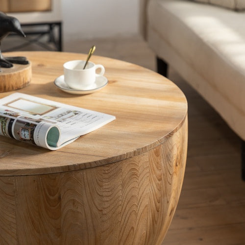 Shopi Vella vintage bucket coffee table set with round wooden design and natural finish