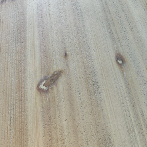 Close-up of wood grain texture on vintage bucket coffee table set by Shopi Vella