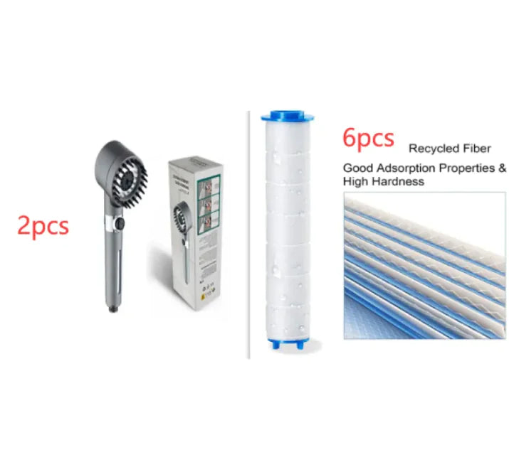 Stainless steel shower hose with shower head and filter cartridge for improved water quality