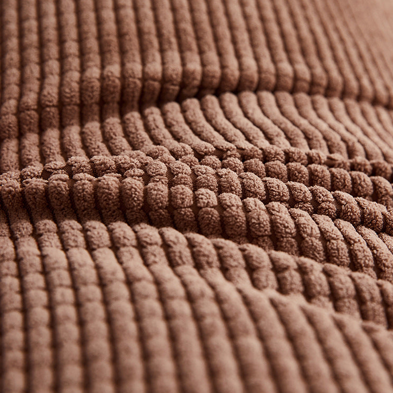 Close-up of brown textured fabric pipe detail on Shopi Vella waist backrest pillow case