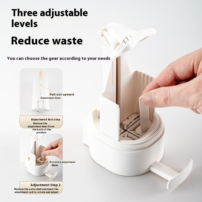 Shopi Vella wall mounted soap grinder dispenser with three adjustable levels to reduce waste