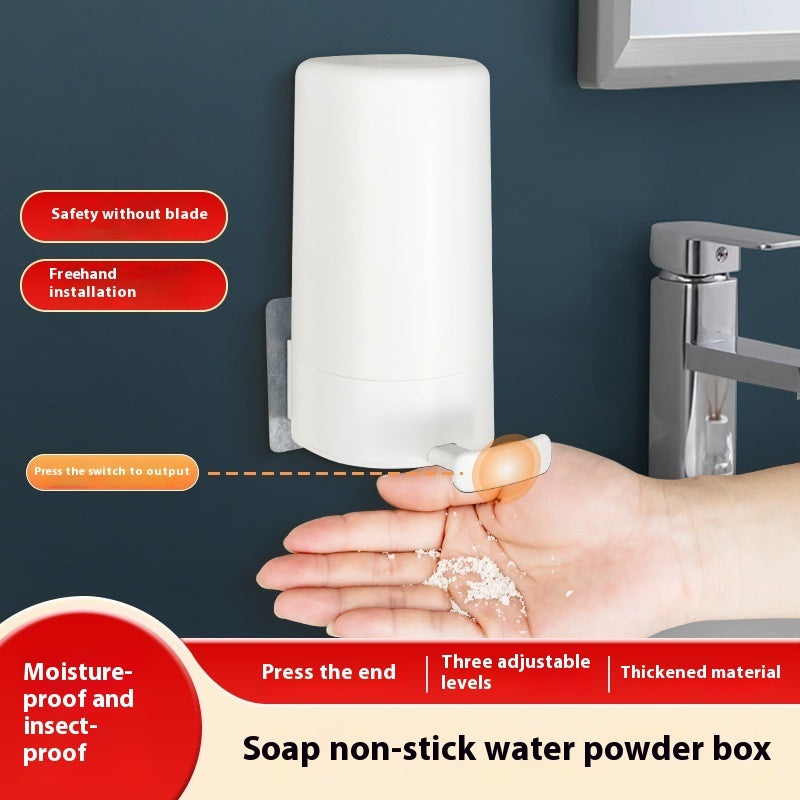 Shopi Vella wall mounted soap grinder dispenser in white with safe non-stick design and moisture-proof features
