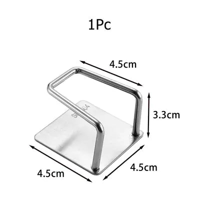 Compact wall mounted sponge holder for kitchen in stainless steel with square base and metal frame