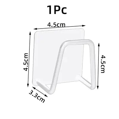 Compact white wall mounted sponge holder for kitchen with dimensions 4.5 by 4.5 by 3.3 cm