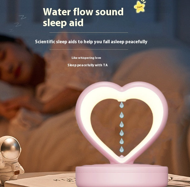 Shopi Vella water droplet backflow humidifier with heart-shaped design providing soothing water flow sound sleep aid
