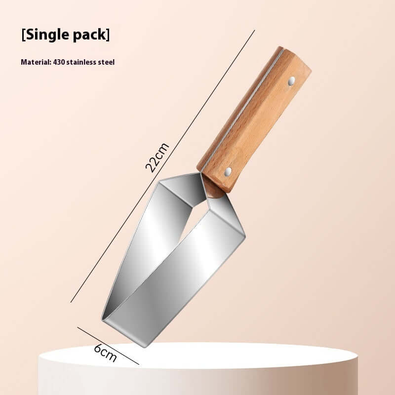Watermelon cutter stainless steel with wooden handle measuring 22cm by 6cm for easy kitchen storage